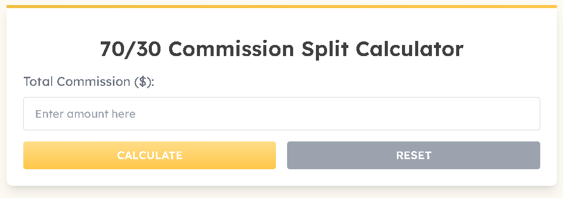 70/30 Commission Split Calculator